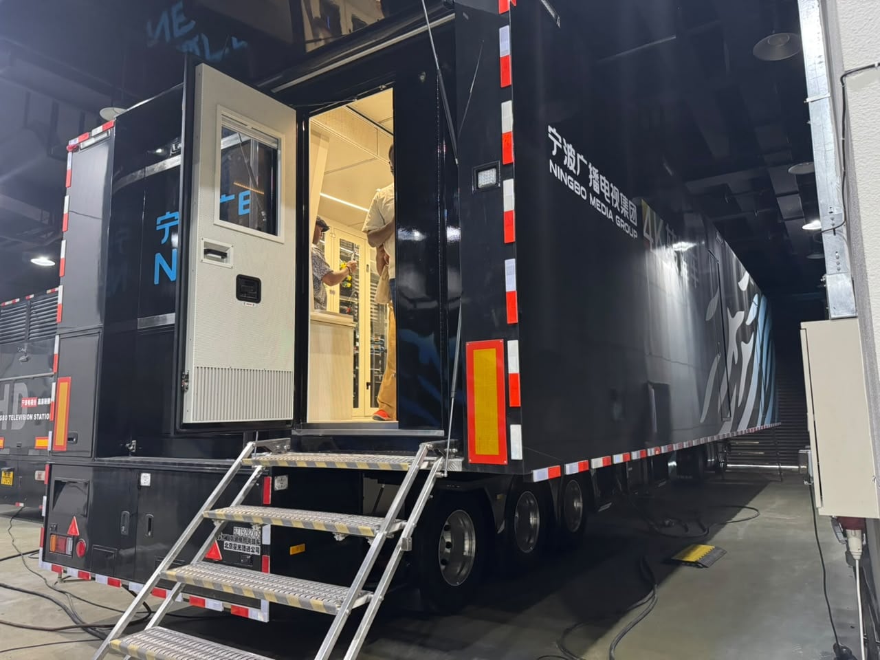 The high-tech Outside Broadcast (OB) truck at Ningbo Broadcasting & Television Group offices in Ningbo, Zhejiang Province.